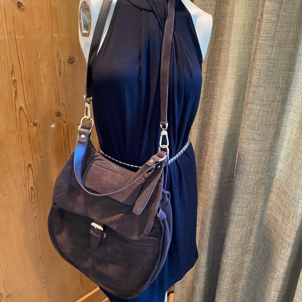 Longchamp suede crossover bag